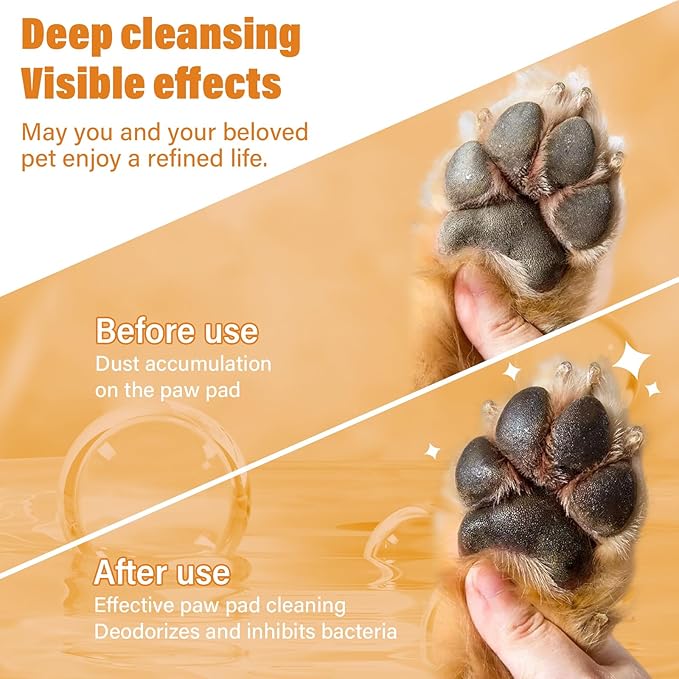 Paw Cleaner for Dogs & Cats, No-Rinse Foaming Pet Foot Washer with Built-in Scrubber Brush for Dirty, Muddy Paws – Suitable for Small, Medium & Large Dogs, Puppies, Kittens (5 fl oz)