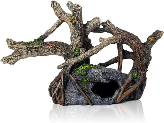 Fish Tank Decorations Aquarium Décor Resin Artificial Tree Trunk Root (A)