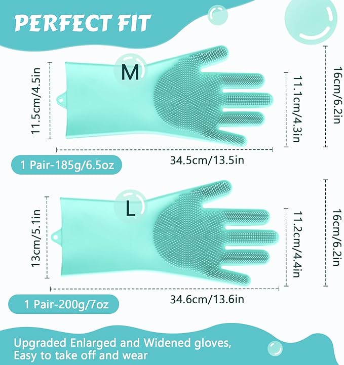 Pecute Large Pet Grooming Gloves with Heat-Resistant, High-Density Silicone Teeth for Washing, Massaging, and Enhanced Five Finger Design