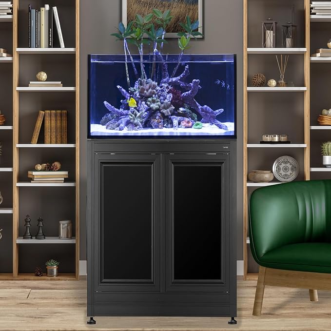Innovative Marine 50 Gallon INT Internal Overflow Lagoon Aquarium - Complete Reef System with Black APS Stand with Leveling Frame