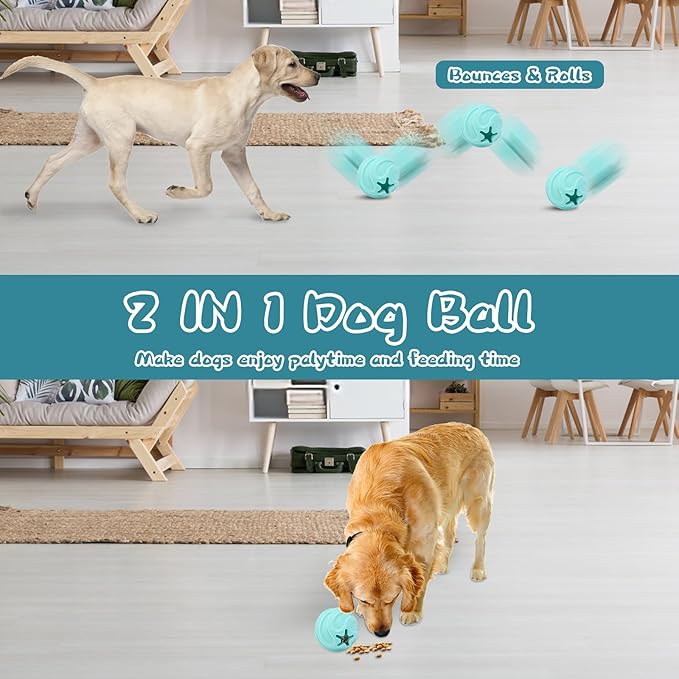 Dog Puzzle Ball Toy, Interactive Dog Toys Ball for Treat Dispensing, Dogs Treat Ball for Teeth Cleaning/Slow Feeder/IQ Training/Playing, TPU Chew Toys for Medium/Large Dogs