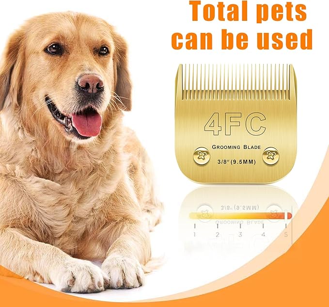 Andis/Oster A5/Wahl KM-10 Series Compatible 4F Dog Grooming Blades - 3PCS Detachable, Gold 4FC