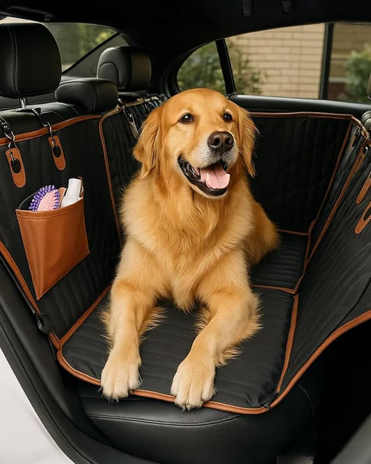 Hard Bottom Car Seat Cover for Dogs | Back Extender for Dogs | Hammock for Car Hard Bottom | Car Cover Back | Dog Seat Cover with 2 Mesh Ventilation Window Black