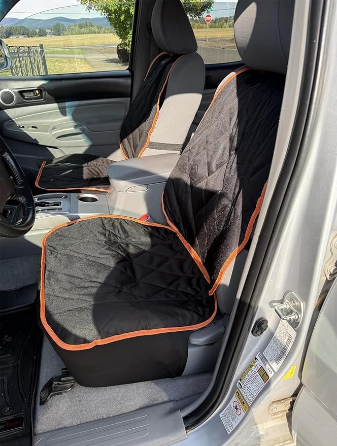 AsFrost Dog Car Seat Cover for Cars SUVs Trucks, Thicked 600D Oxford Heavy Duty Waterproof Front Car Seat Covers for Dogs Durable Nonslip Padded Pet Car Seat Protector with Side Flaps, 2 Pack