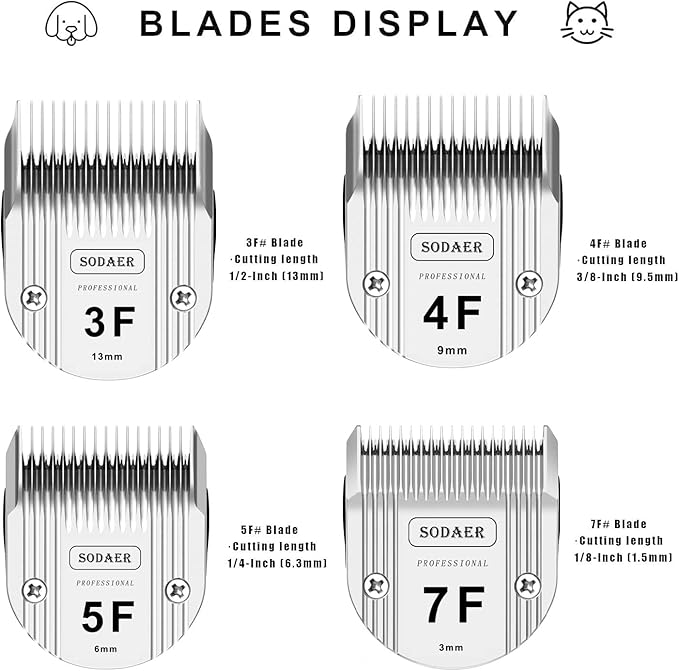 4F Detachable Pet Dog Grooming Clipper Ceramic Blade Compatible with Wahl Bravura .Chromado，Creativa，Figura Dog Clippers for Dogs Grooming，Size 4F Cut Length 3/8"(9mm), 2Pack
