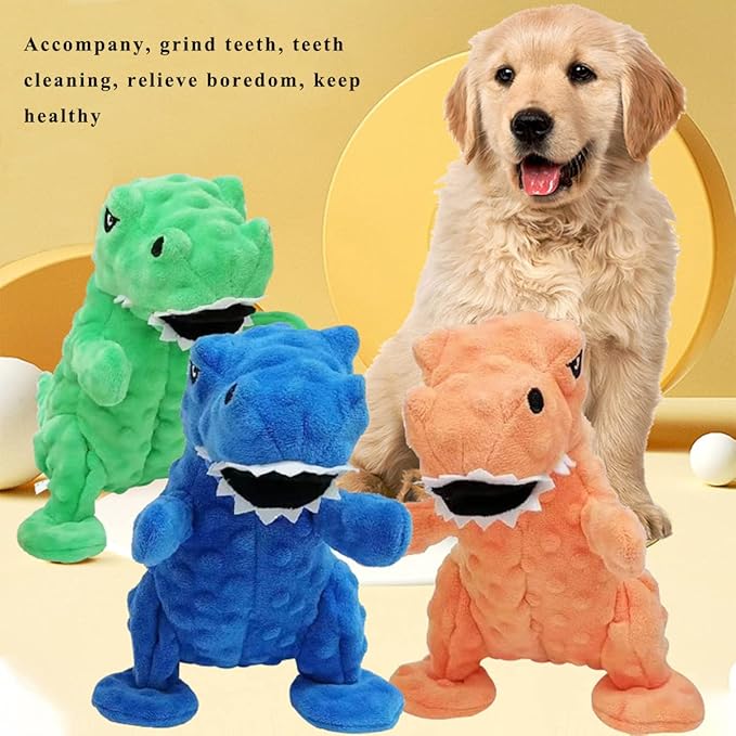 LWBMG Squeaky Dog Toys Stuffed Dog Toys Cute Dinosaur Plush Dog Toy with Crinkle Paper Durable Dog Chew Toys for Small Medium and Large Dogs