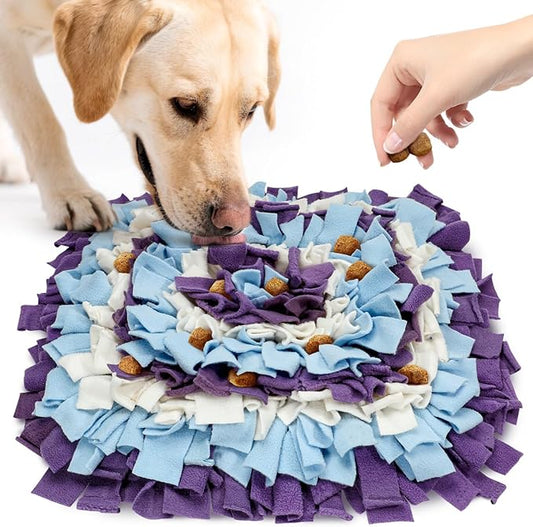 Pet Snuffle Mat for Dogs, Dog Feeding Mat, Nosework Training Mats for Foraging Instinct Interactive Puzzle Toys (Violet&SkyBlue&White)