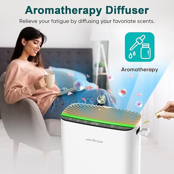 Jafända Air Purifiers for Home Cover Up to 1226ft², Allergen HEPA Air Filter with PM2.5 Sensor, Auto Mode& Timer, Aromatherapy, 22 dB Quiet Air Cleaner for Pet Dander/Hair, Allergies, Dust&VOCs