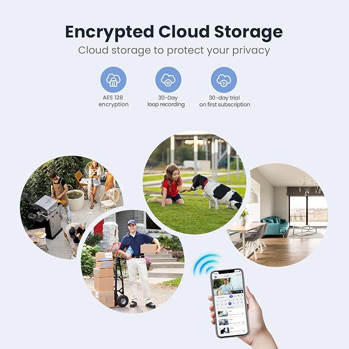 1080p Wireless Security Camera with AI Human Detection, Night Vision, 2-Way Talk, Cloud Storage, Rechargeable Battery Included, Battery Camera for Home Security, 2.4G WiFi