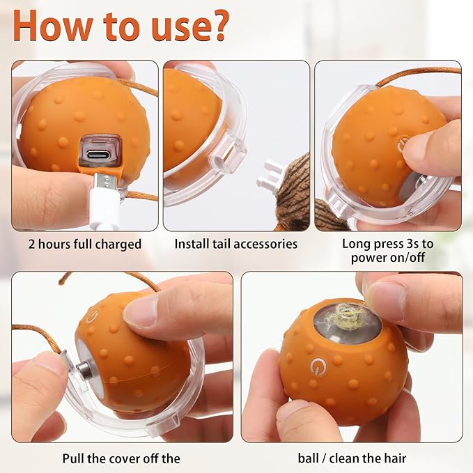 Interactive Cat Toys Ball Mouse Chirping Game Motion Activated Play Cat Ball Fast Rolling on Carpet, for High Energy Kittens