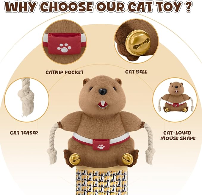 Cat Wrestling Glove, Cats Puppet Wrestler with Tough Padding for Safe Interactive Play, Cat Wrestling Toy Puppet with Cats Teaser and Bell for Boredom Busting Training and Exercise