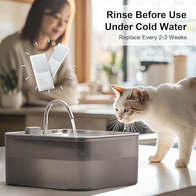 Dog Cat Pet Water Fountain Filter Replacement 9 Packs - Activated Carbon & Ion Exchange Resin Filters with Pump Foam Sponges - Compatible with FUKUMARU 7L Automatic Water Fountain