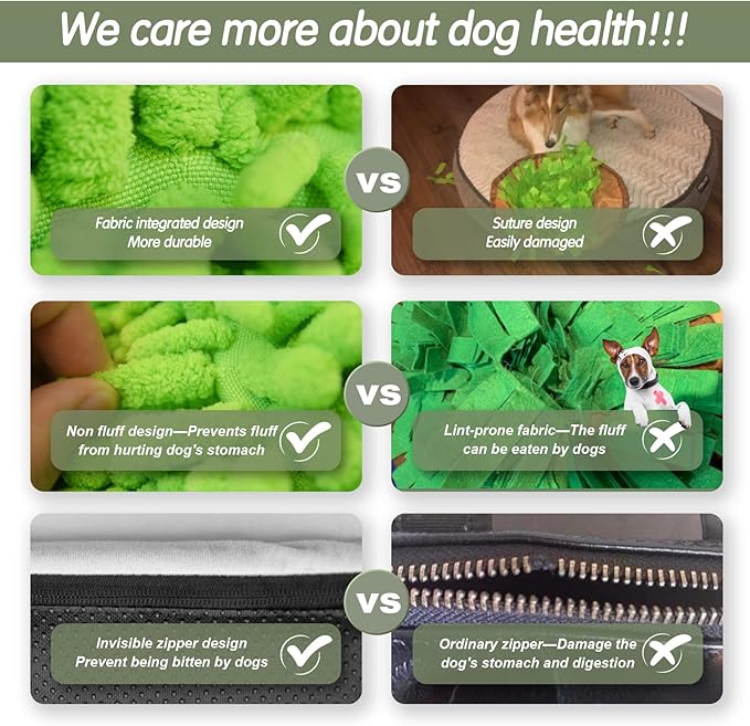 Bakumon Snuffle Mat for Dogs 21x16Inch Interactive Sniff Mats for Large Medium Small Breed Dog Pet,Snuffle Bowl Mat Nosework Training Foraging Pad Feed Game Stress Relief (Green)