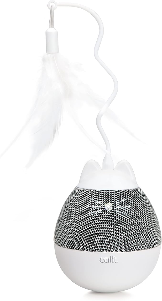 Catit PIXI Spinner, Treat Dispensing Cat Toy, Silver