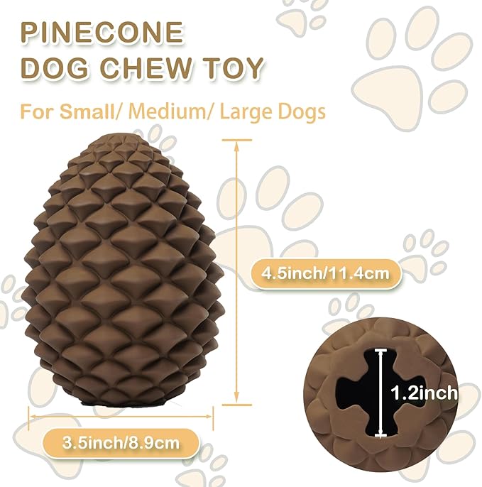 Pine Cone Dog Chew Toys, Dog Puzzle Toys, Interactive Toys to Keep Them Busy, Treat Dispensing Pet Toys for Medium Large Size, Long Lasting Dogs Gifts