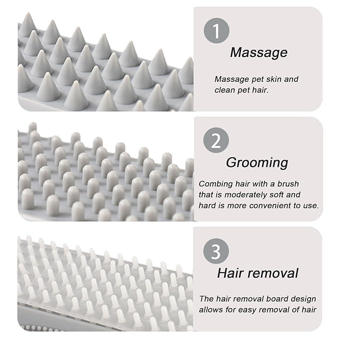 Pet Bath Brush, Suitable for Massage, Grooming, and Hair Removal for Cats and Dogs, Made of Skin Friendly Silicone Material, Deeply Cleanses and is Easy to Wash on Three Sides (green)