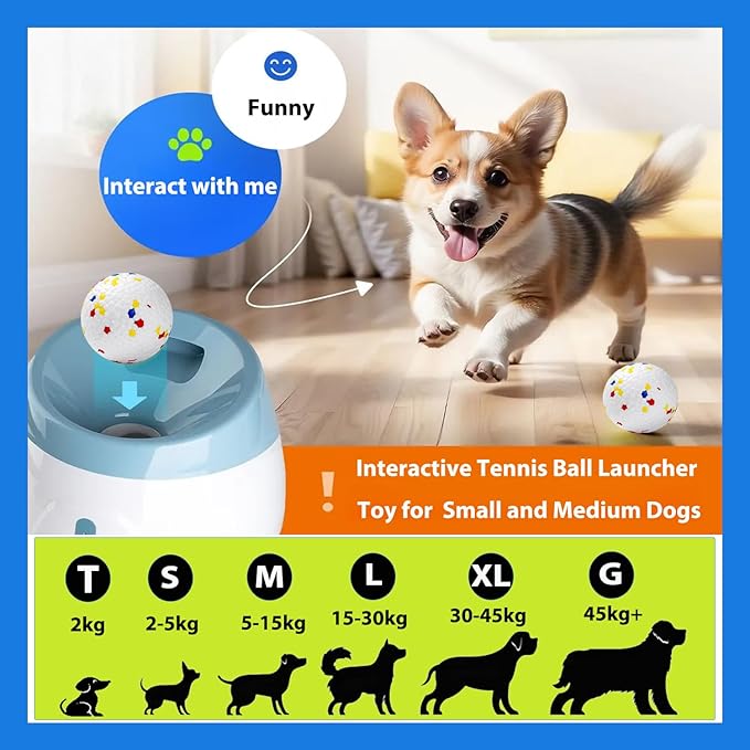 Automatic Dog Toy Ball Launchers for Dog, Upgrade Thrower Machine Fetch Toy 10-30 Ft Outdoor Indoor, Interactive Tennis Launcher with 3 ETPU Balls for Small & Medium Puppy