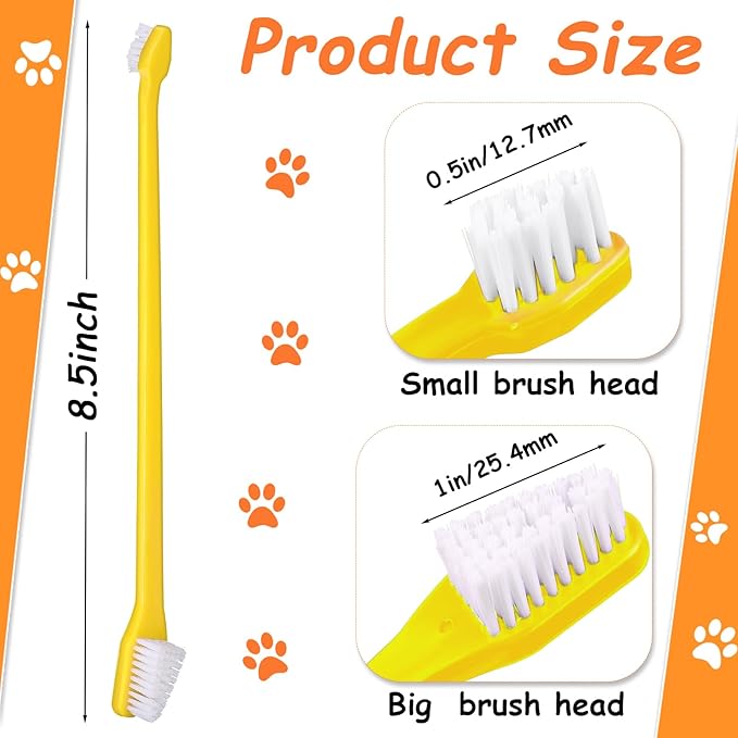 Honeydak Dog Tooth Brush Pet Toothbrush Soft Grooming Dogs Toothbrush Dog Double Sided Puppy Long Handle Brush for Large and Small Teeth Cleaning Dental Oral Care (70 Count,Multicolor)