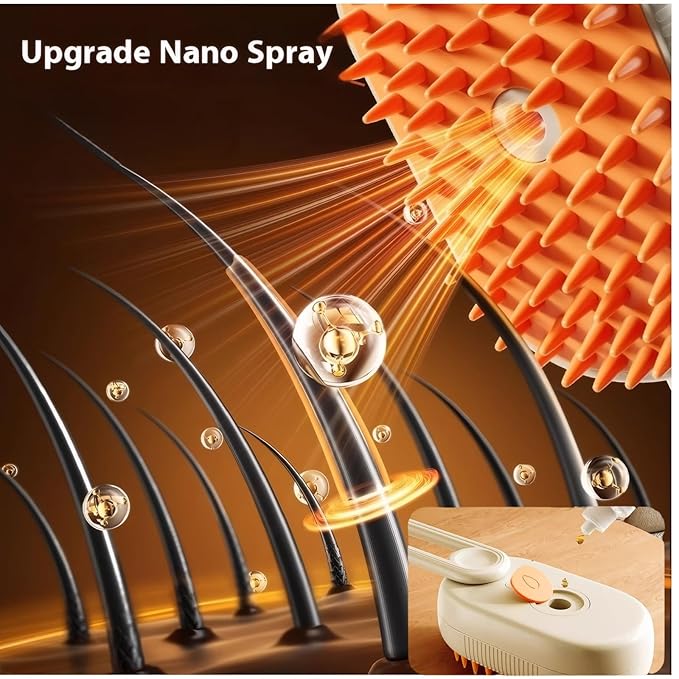 Cat steam brush USB-Powered Pet Steam Brush for Dogs & Cats | Instant Fog Deshedding Tool, Reduces Shedding & Flyaway Hair | Gentle Grooming Brush for Dog & Cat Hair Loss Control (Beige)