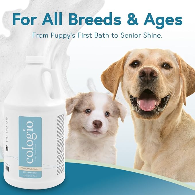 Moisturizing Dog Shampoo, Deodorizing Manuka Honey Vanilla Scented Pet Shampoo for Dogs, Made in USA Itchy Dry Skin Itch Relief Puppy Bath Soap for Sensitive Skin – Gentle, Cruelty-Free (1Gal)