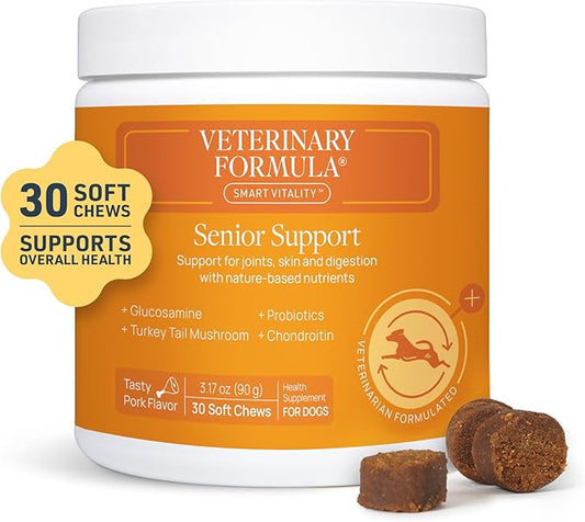 Veterinary Formula Senior Support Joint Supplement for Dogs - Soft Chews, 30ct - Support Healthy Joints, Skin, Gut, and Immunity with Glucosamine for Dogs