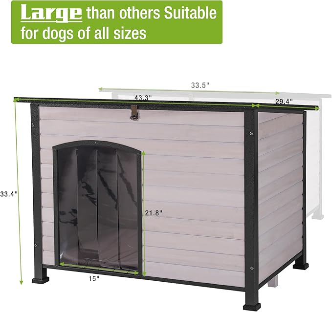 Insulation Dog House Outdoor Dog Kennle with Liner for Winter,Waterproof