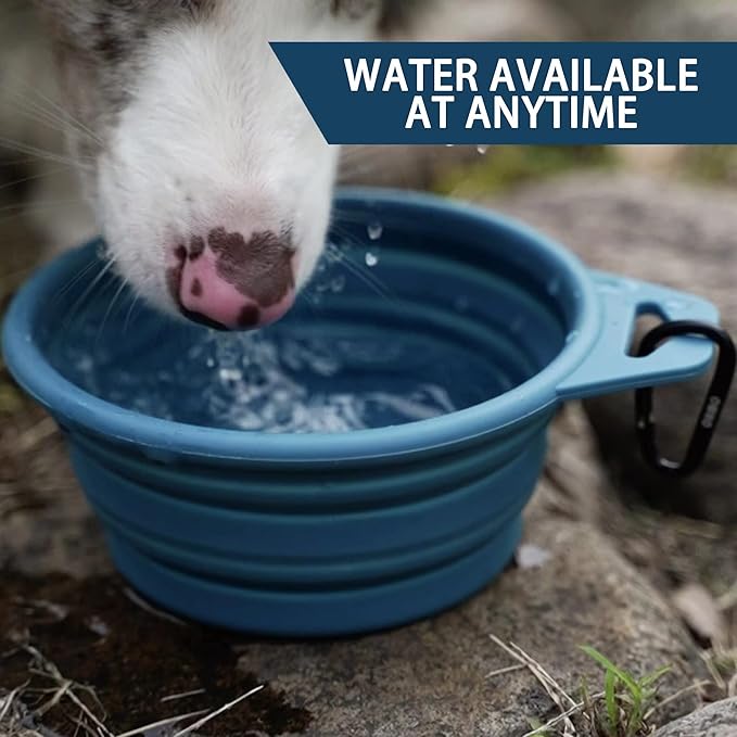 OHMO Large Collapsible Dog Bowls, (2 Pack 27oz/800ml) Premium Silicone Portable Travel Water Food Foldable Bowls Pet Feeding Bowl for Outdoor Camping Hiking