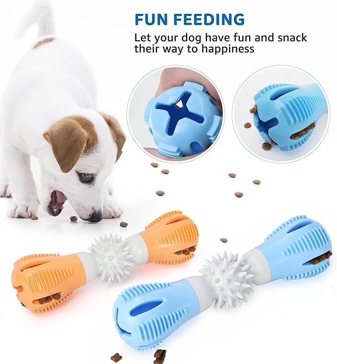 Durable Dog Chew Toy, Natural Rubber Treat Dispensing Puzzle Toy for Small & Medium Breeds – Interactive Teething, Training, and Dental Care Toy to Keep Dogs Engaged & Relieve Boredom (Blue)