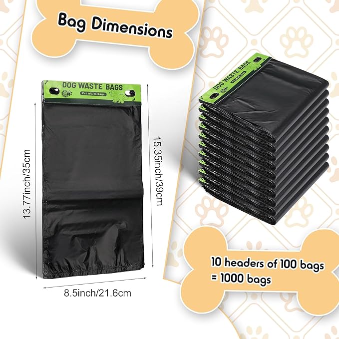 Ireer 1000 Pcs Header Bag Bulk Dog Pet Waste Bags Bulk Poop LeakProof Easy Single Pull Bags for Poop Dog Station Fit Hang Hole Dispenser Pet Waste Bag for Home Outdoor