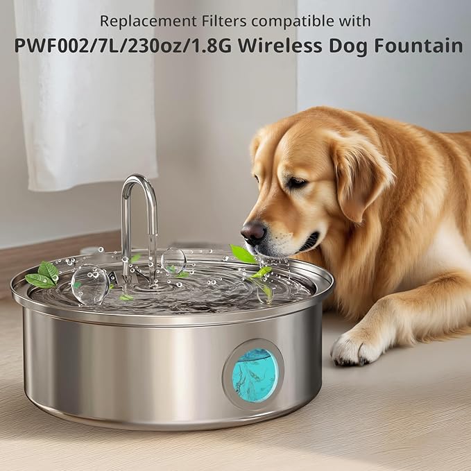 Large Dog Water Filter Replacement Compatible with 7L/230oz/1.8G Stainless Steel Pet Water Fountain Cat Pet Water Fountain Filters (16+16+16)