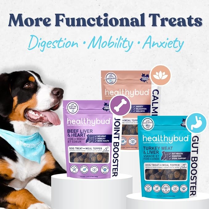 healthybud Calming Aid, Natural Duck Dog Treats & Toppers for Stress Relief - Dog Separation Anxiety, Stress Reduction, Aggression Relief - Support Calm, Immunity Health (4.6 Ounces)