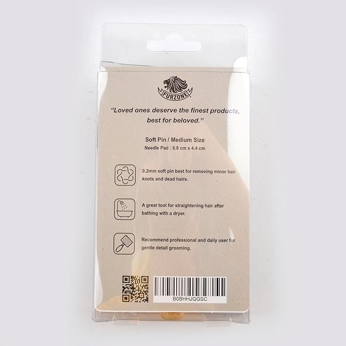 Wooden Slicker Brush - Stainless Steel Soft Pins for Pet Grooming (Size M)