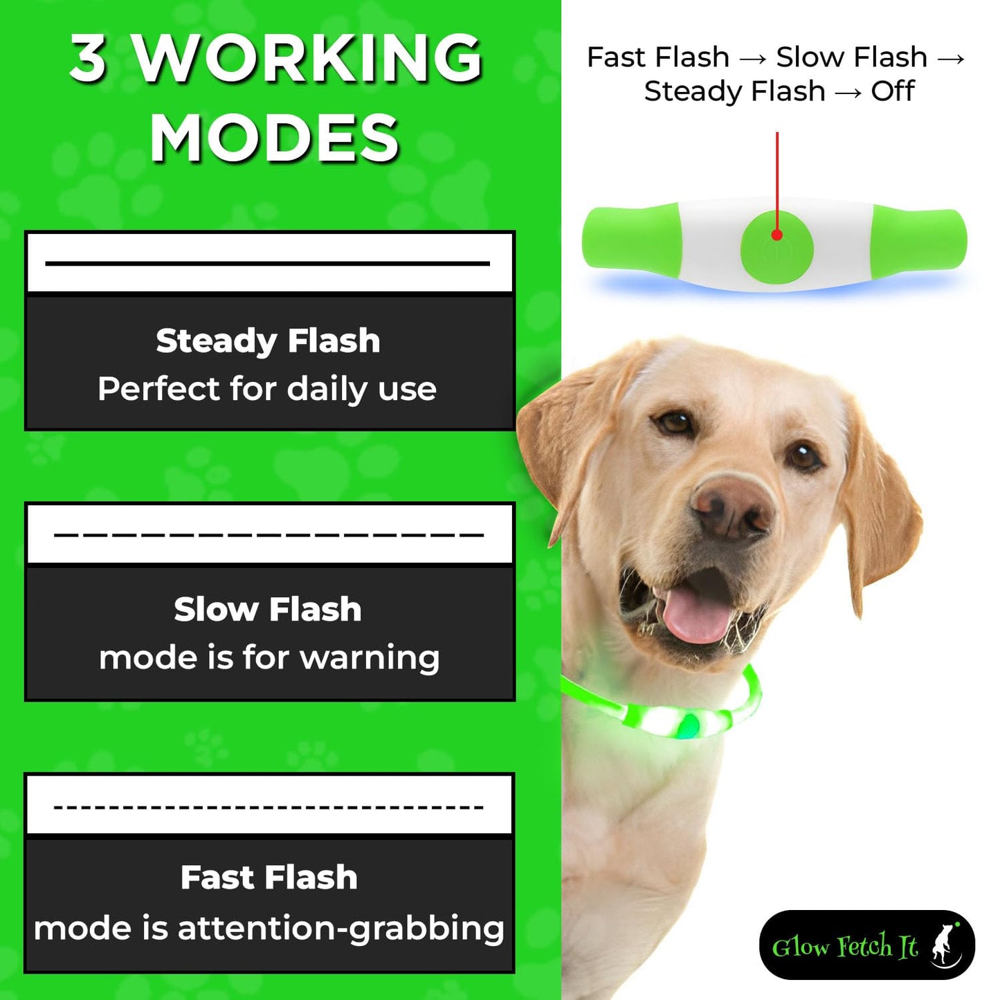 LED Dog Collar, Waterproof Light Up Dog Collar Rechargeable, Dog Safety Necklace for Night Walking, Adjustable Cut-to-Fit Silicone Collar Small Medium Large Dog 27.5” Cuttable (Green)