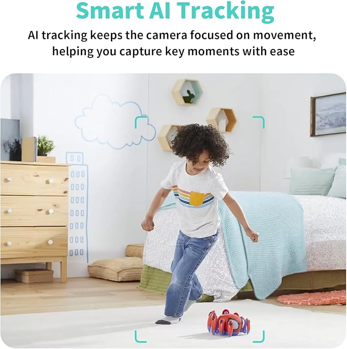 2K Indoor Security Camera, 360° Pan/Tilt AI Human Pet Motion Security Camera, 2.4/5 GHz Night Vision Camera, 2 Way Audio, Compatible with Alexa Google Assistant (3 Months of Cloud Storage)