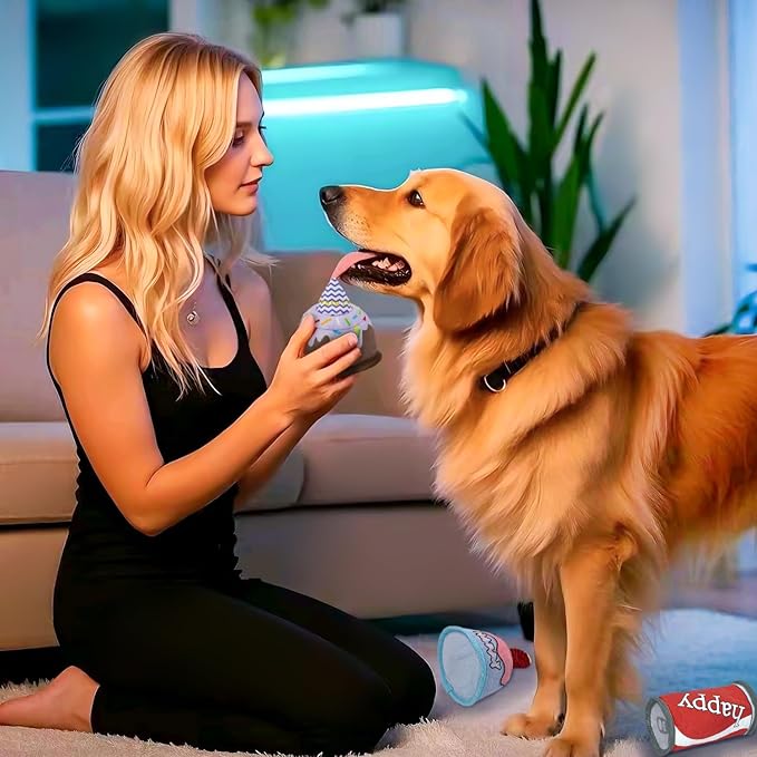 Squeaky Dog Toys Birthday Toy,Dog Toy Cake, No Stuffing pp Cotton for Large, Medium and Small Breeds，Dog Squeaky Balls Inside, Puppy Birthday Gifts