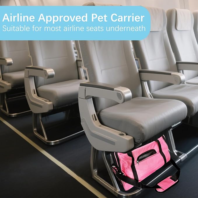 Expandable Cat Carrier for Travel, Soft-Sided Pet Carrier for Cats and Small Dogs, Airline Approved, Comfortable & Breathable Cat Carrying Bag with Adjustable Strap for Daily Use & Airplane(Pink)