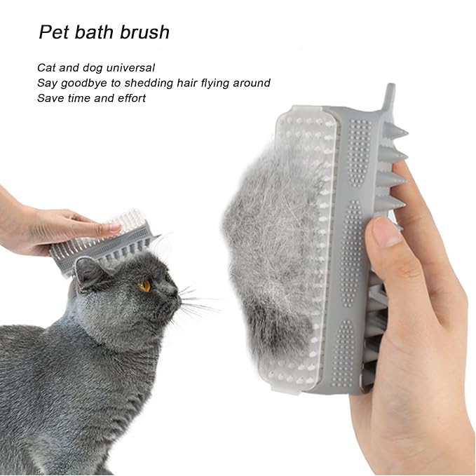 Pet Bath Brush, Suitable for Massage, Grooming, and Hair Removal for Cats and Dogs, Made of Skin Friendly Silicone Material, Deeply Cleanses and is Easy to Wash on Three Sides (yellow)