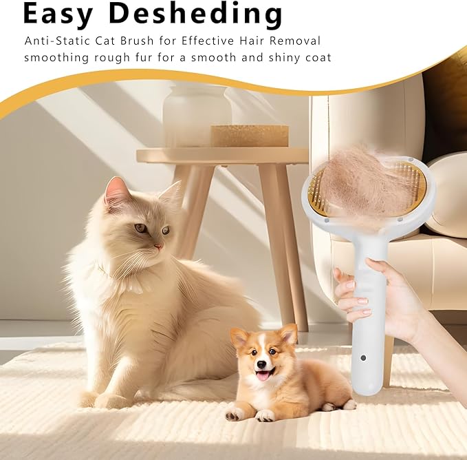 Pet Steam Brush for Dog & Cat – 3-in-1 Spray Hair Removal Comb – Steam Brush for Shedding & Grooming –Spritz Defur Comb–Includes Waterless Shampoo & Eye Wipes
