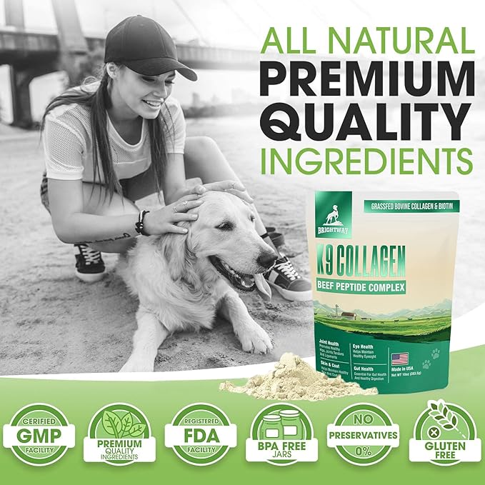 K9 Collagen PEPTIDE Complex W/BIOTIN - Hip & Joint Supplement for Dogs- Supports Healthy Joints, Skin & Coat – Helps in Recovery & Repair– 3+ Months Supply - Over 114 Servings!
