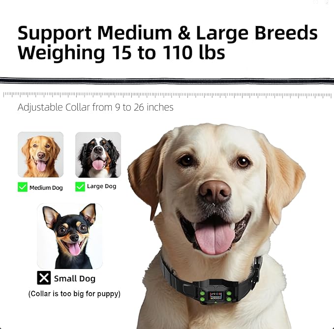 Invisible Fence for Dogs GPS Dog Wireless Fence – No Transmitter, No App, IPX7 Waterproof Rechargeable Collar, Adjustable Radius 75–2995 ft, for Medium/Large Dogs, Indoor/Outdoor Use