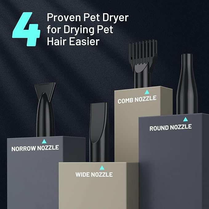 Dog Dryer High Velocity Dog Hair Dryer with 4 Nozzles 5.2HP/3800W (Professional Super Cyclone), Stepless Adjustable Speed Temperature Dogs Grooming Blow Dryer with Heater for Pets Hair Dryer, Yellow