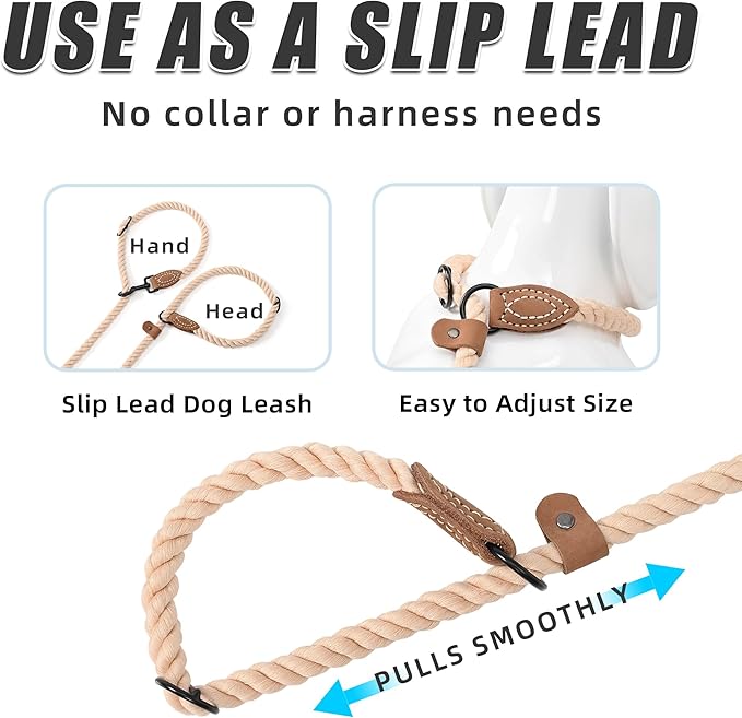 Mile High Life Hands Free Dog Leash, Crossbody Waist Leash with Genuine Leather Connection, Multifunctional Adjustable Slip Lead for Dog Walking Running (Light Brown, 7FT)