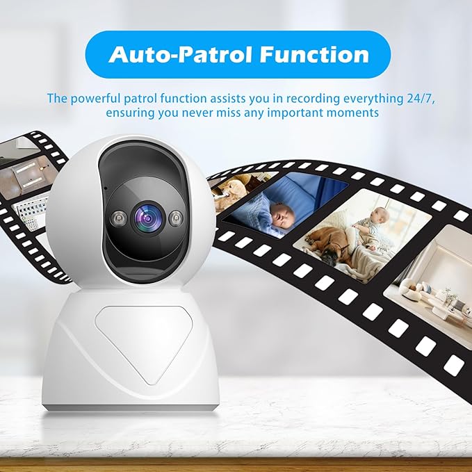 Indoor Security Camera, 5G WiFi Pan/Tilt Home Cameras for Baby Monitor/Pet/Elder/Kids/Bedroom, Auto-Focus and Zoom, Motion Tracking, 2-Way Audio, Siren, 3 Night Vision, Cloud & SD Card Storage