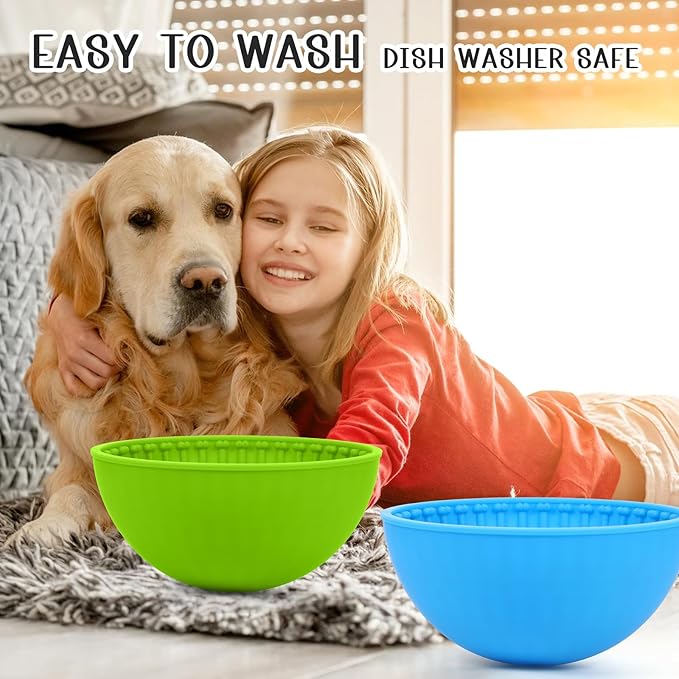 4 Pcs Dog Lick Bowl Wobble Silicone Dog Slow Feeder Bowl Lick Mat Interactive Toy Enrichment Feeder for Cat Pet Oral Health for Boredom Anxiety Relief, Calming, 4 Colors