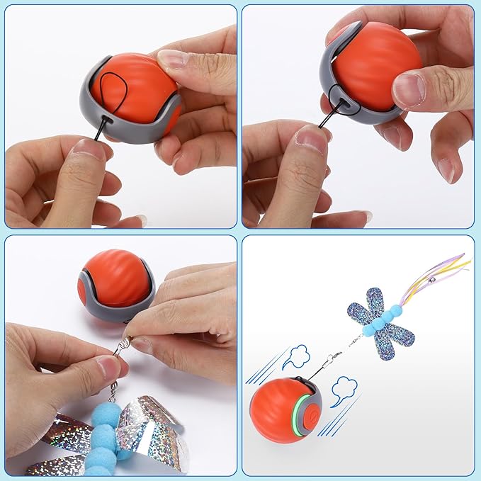 BABORUI 3Pack Tails for Interactive Cat Toy Ball, Replaceable Cat Ball Tail, Only Tails(Interactive Cat Toy Balls Not Included)