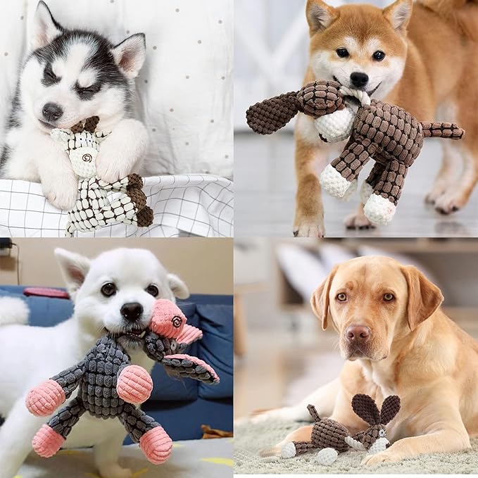 LWBMG Squeaky Dog Toys for Puppy, 3 Pack Stuffed Animal Plush Dog Toys with Squeakers, Cute Dog Toys for Teething, Dog Chew Toys for Small Medium Large Dogs