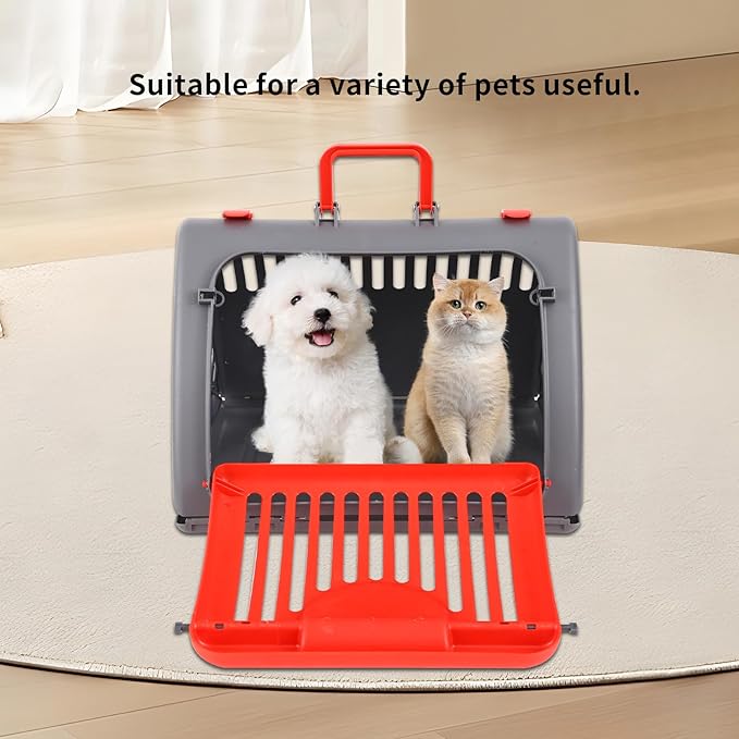 Foldable Travel Cat Carrier 14 * 14 * 18 inches Sport Designs Plastic Carrier, Red