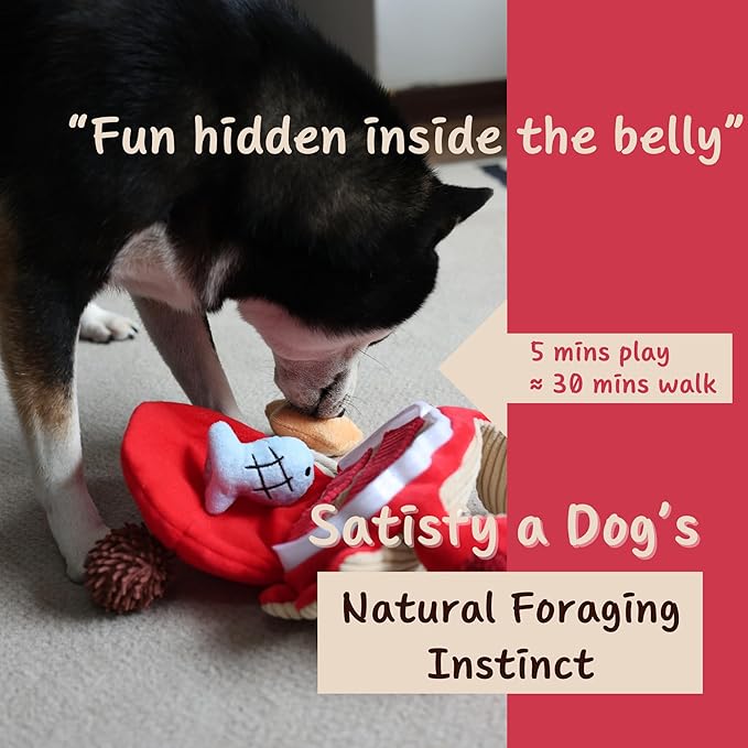 Interactive Dog Toys, Squeaky Crinkle Plush Puzzle Hide Seek Puppy Toys to Keep Them Busy – Cute Stuffed Dog Chew Toys for Small, Medium Breed, Dog Birthday Gifts - Crab