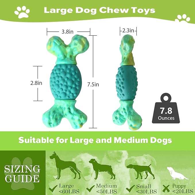 Rensh Tough Dog Chew Toys for Aggressive Chewers, Almost Indestructible Dog Toys for Medium Large Breed, Super Bone Chew Toy to Keep Them Busy & Reduce Boredom, Teeth Cleaning & Training, Milk Flavor