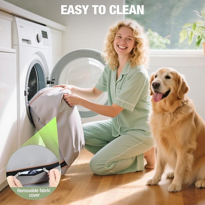 Lekereise Travel Dog Bed (49" x 26") – Foldable, Inflatable Outdoor Dog Bed,Portable & Machine Washable – Comes with a Manual Inflator - Grey